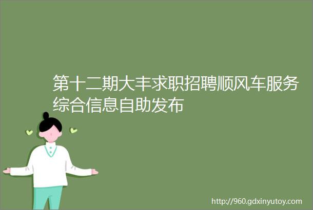 第十二期大丰求职招聘顺风车服务综合信息自助发布