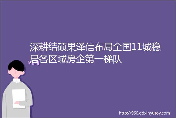 深耕结硕果泽信布局全国11城稳居各区域房企第一梯队